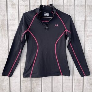 🖤 Under Armour Black Pink ColdGear 1/4 Zip Long Sleeve Top Small Athleisure